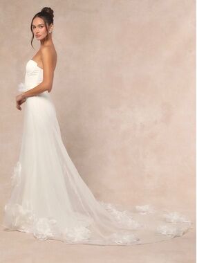 LULUS Somerie Ivory Strapless Organza Overlay Maxi Dress XL